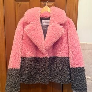 Stand Studio Two-Tone Faux Fur Jacket